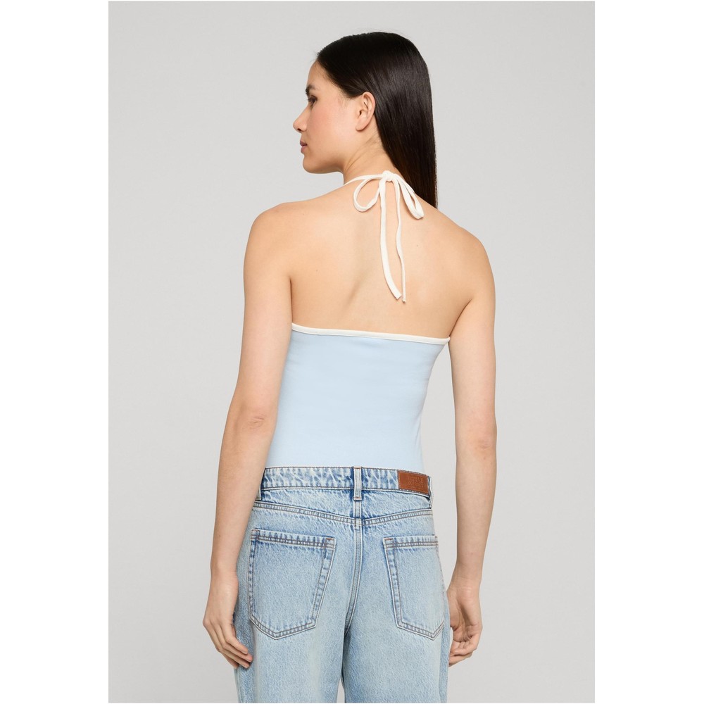 Urban Classics - Contrast Piping Neckholder Mouwloze top - Blauw